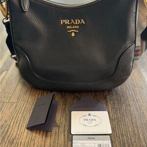 Prada Black Vitello Crossbody Handbag